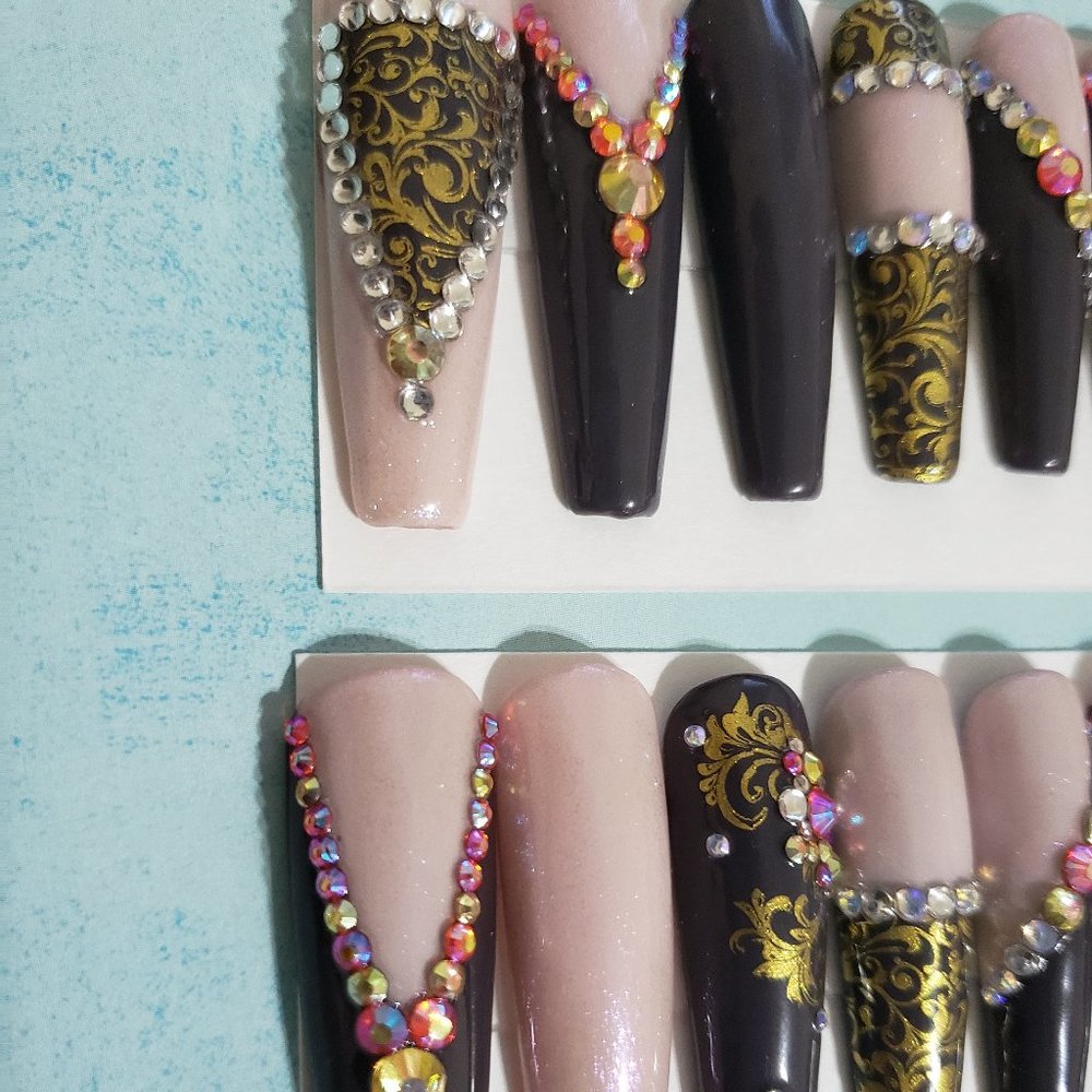 XXL Coffin-Ballerina Gel Press on Nails - Picture 2 of 5